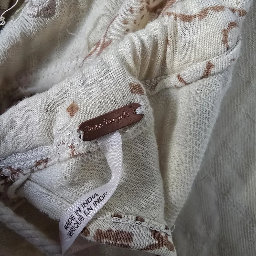 Free People Boom Boom Tunic Oversized Cream and Tan Boho Blouse NEW - Picture 11 of 15